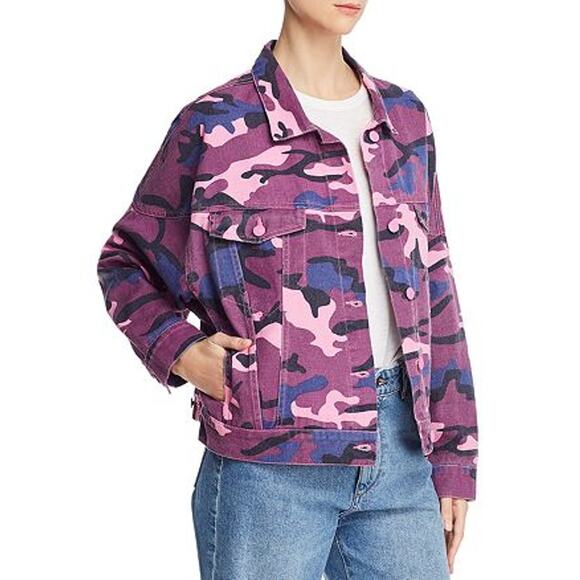 Sunset & Spring Camo Denim Jacket Women's XS Button-Up - Picture 1 of 8